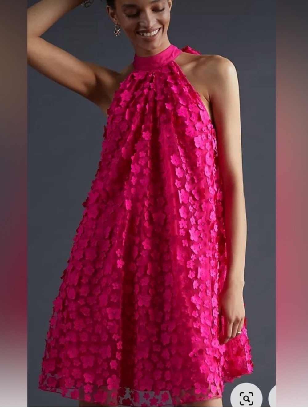 Eva Franco pink flower appliqué dress